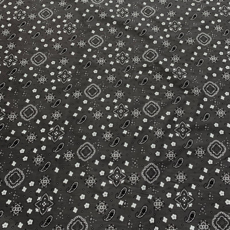 Annabella GREY Paisley Floral Print Bandana Poly Cotton Fabric by the Yard - 10115