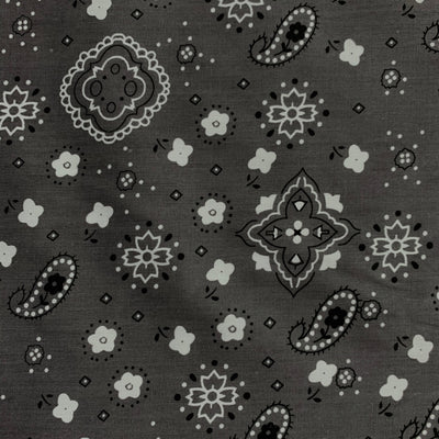 Annabella GREY Paisley Floral Print Bandana Poly Cotton Fabric by the Yard - 10115