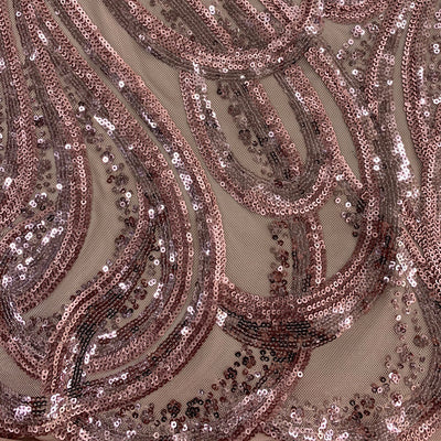 Lorelei DUSTY PINK Swirls Sequins on Mesh Lace Fabric by the Yard - 10133