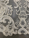 Vivian IVORY Polyester Embroidery with Sequins on Mesh Lace Fabric by the Yard for Gown, Wedding, Bridesmaid, Prom - 10003
