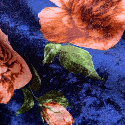 Beatrice FLORAL Print 6 on Polyester Crushed Stretch Velvet Fabric by the Yard for Tops, Clothes, Dance Wear, Costumes, Crafts - 10168