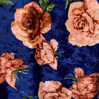 Beatrice FLORAL Print 6 on Polyester Crushed Stretch Velvet Fabric by the Yard for Tops, Clothes, Dance Wear, Costumes, Crafts - 10168