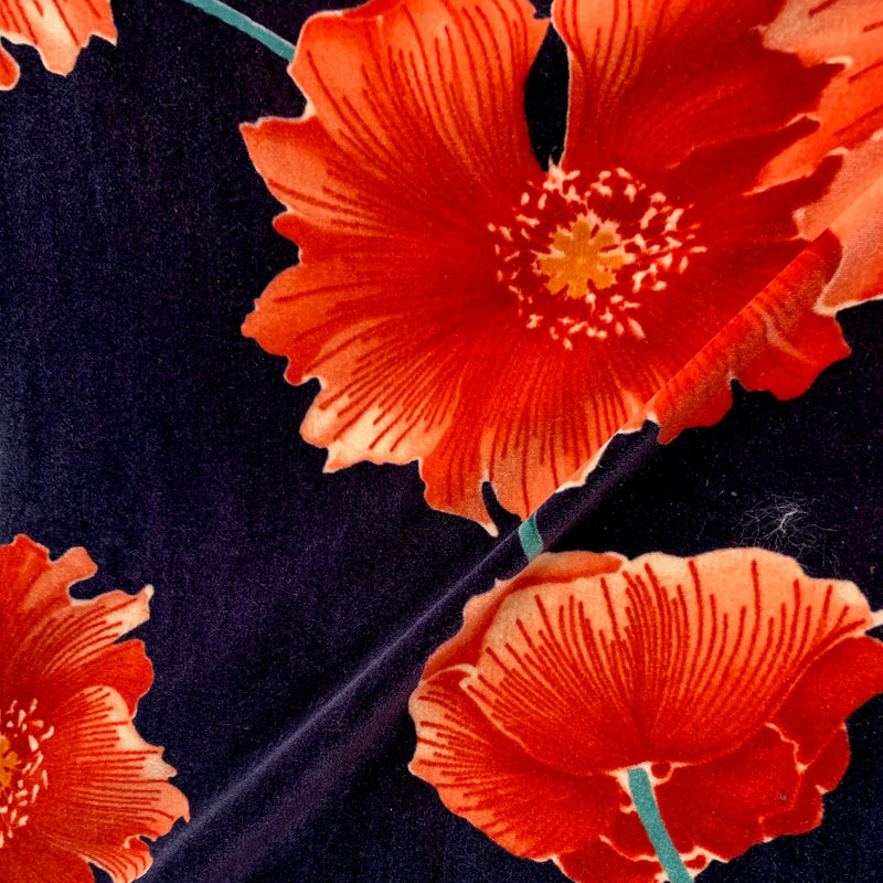 Sutton FLORAL Print 6 on Polyester Stretch Velvet for Bows, Topknot, Scrunchies, Clothes, Costumes, Crafts - 10171