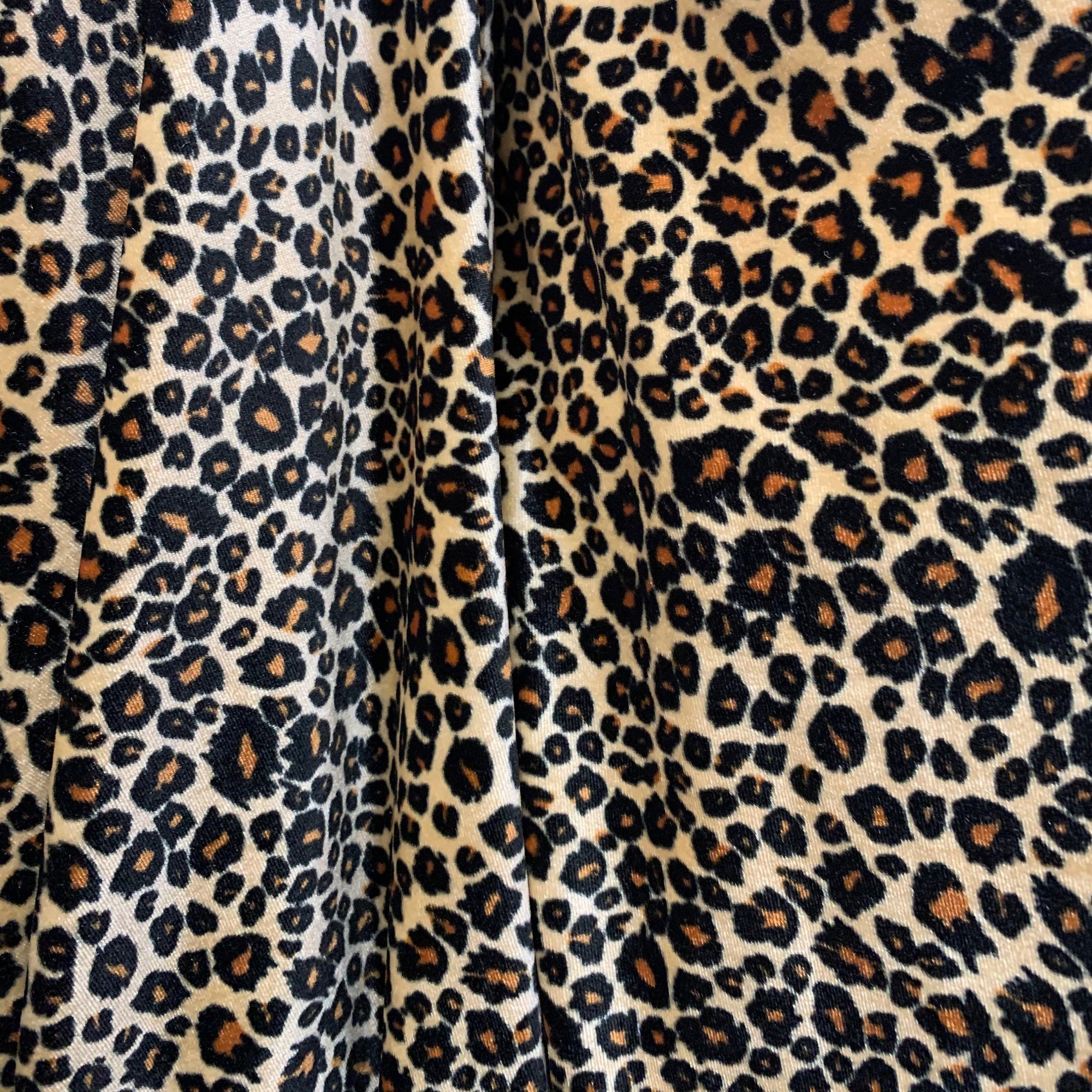 Dana BLACK CAMEL Leopard Pattern Polyester Stretch Velvet Fabric for Bows, Top Knots, Head Wraps, Scrunchies, Clothes, Costumes, Crafts