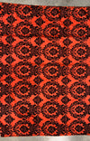Amanda RED Taffeta with Black Velvet Flocked Damask Fabric by the Yard - 10078