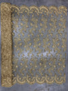 Melody GOLD Polyester Floral Embroidery with Sequins on Mesh Lace Fabric by the Yard for Gown, Wedding, Bridesmaid, Prom - 10002