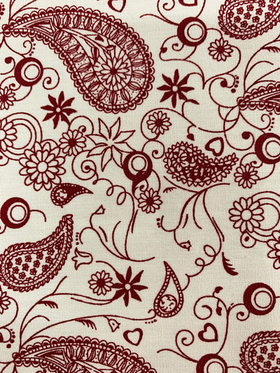 Marie RED PAISLEY 100% Cotton Fabric for Non-Medical Face Mask, Clothes, Costumes, Crafts  - 10173