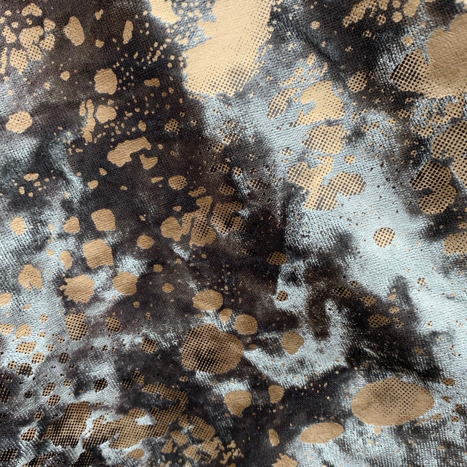 Sutton OLIVE Splatter Print on Polyester Stretch Velvet for Bows, Topknot, Scrunchies, Clothes, Costumes, Crafts - 10171