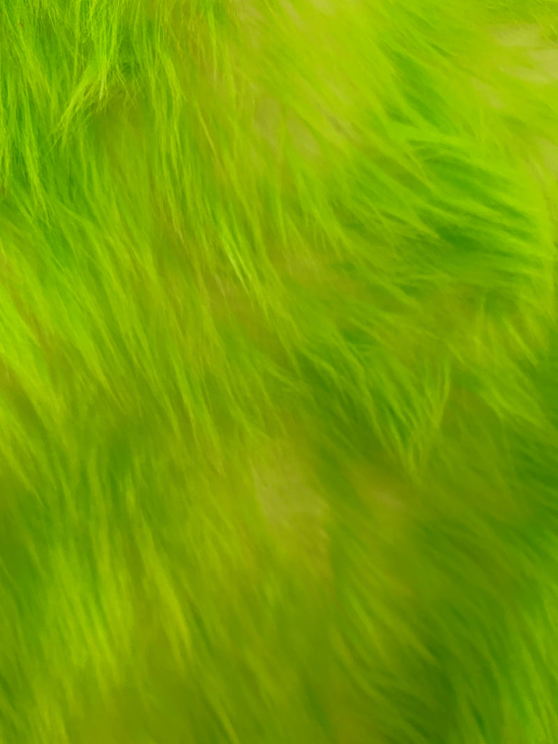 Bristol LIME GREEN Tip Candy Shag Long Pile Soft Faux Fur Fabric for Fursuit, Cosplay Costume, Photo Prop, Trim, Throw Pillow, Crafts