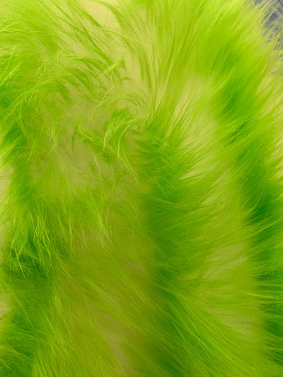 Bristol LIME GREEN Tip Candy Shag Long Pile Soft Faux Fur Fabric for Fursuit, Cosplay Costume, Photo Prop, Trim, Throw Pillow, Crafts