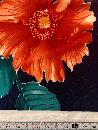 Sutton FLORAL Print 6 on Polyester Stretch Velvet for Bows, Topknot, Scrunchies, Clothes, Costumes, Crafts - 10171