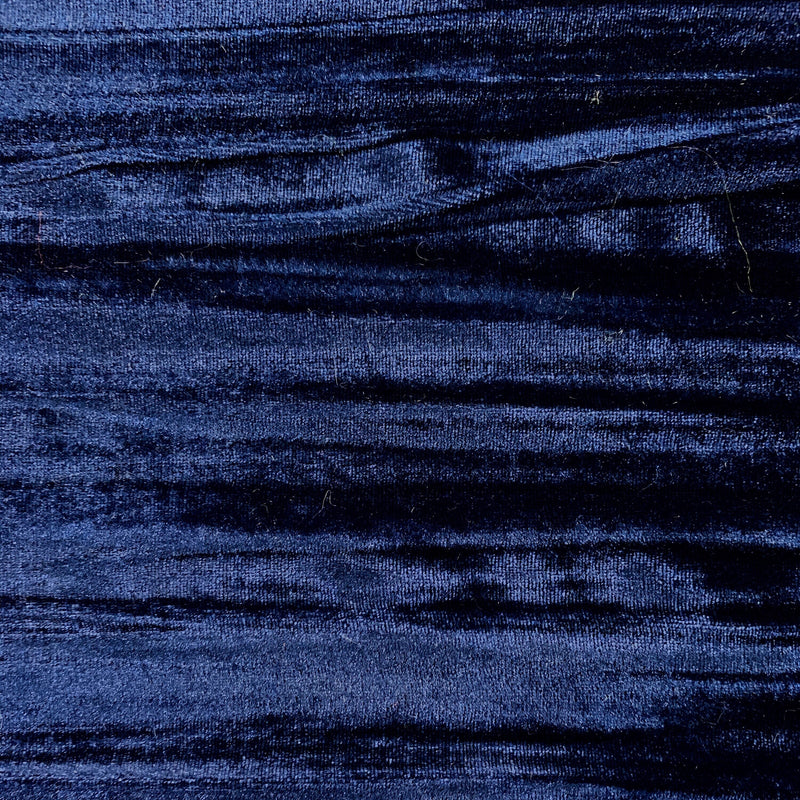 Pauline NAVY BLUE Wrinkled Polyester Crushed Stretch Velvet Fabric by the Yard for Ribbons, Headwraps, Clothes, Costumes, Crafts - 10175