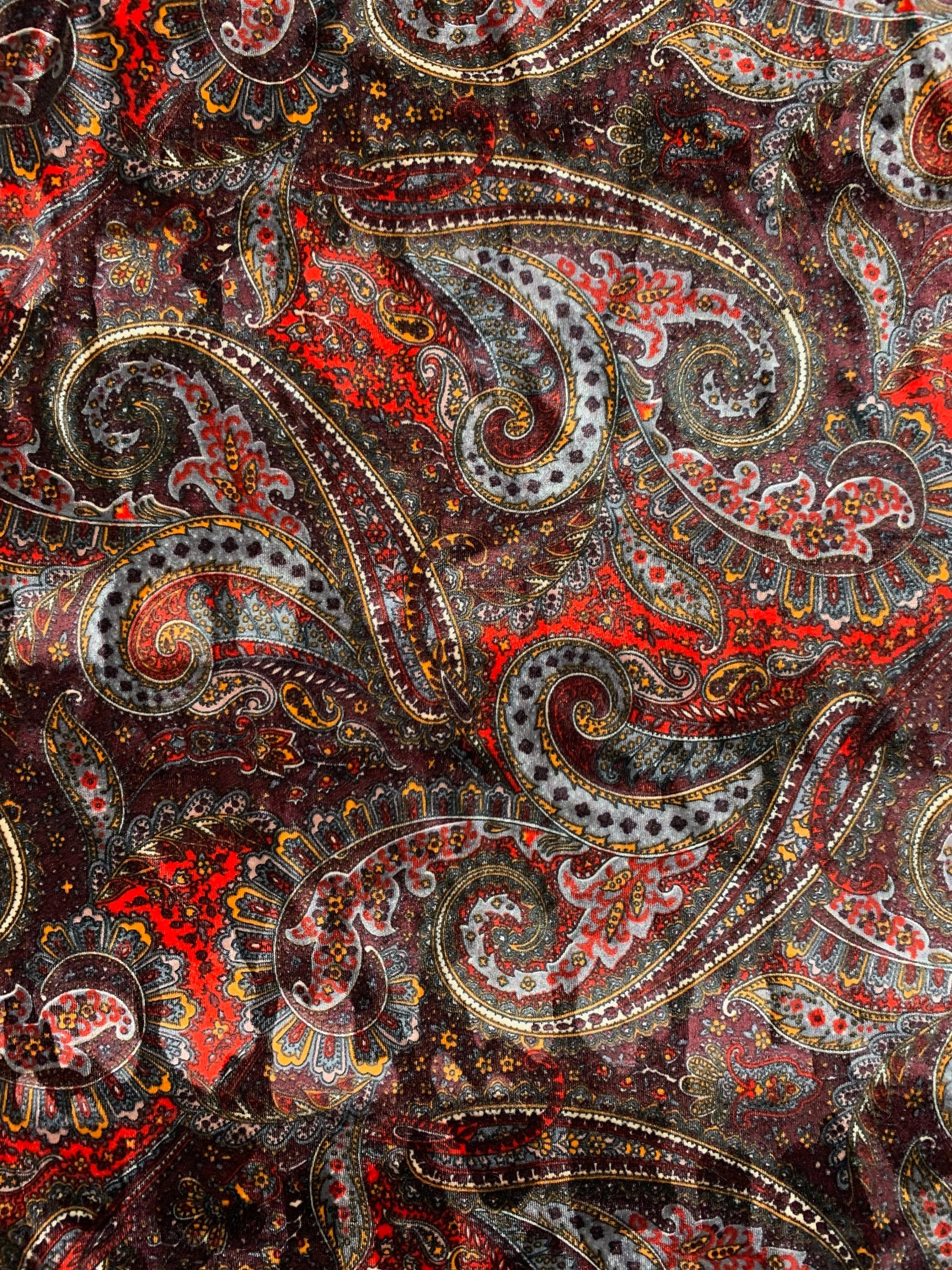 Sutton PAISLEY Print on Polyester Stretch Velvet Fabric by the Yard for Bows, Headwraps, Clothes, Costumes, Crafts - 10171