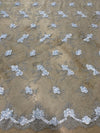 Andrea LIGHT BLUE 3D Floral Matte Corded Embroidery on Mesh Lace Fabric by the Yard - 10016