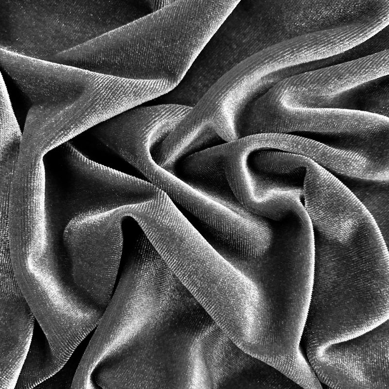 Princess DARK GREY Polyester Spandex Stretch Velvet Fabric by the Yard for Tops, Dresses, Skirts, Dance Wear, Costumes, Crafts - 10001