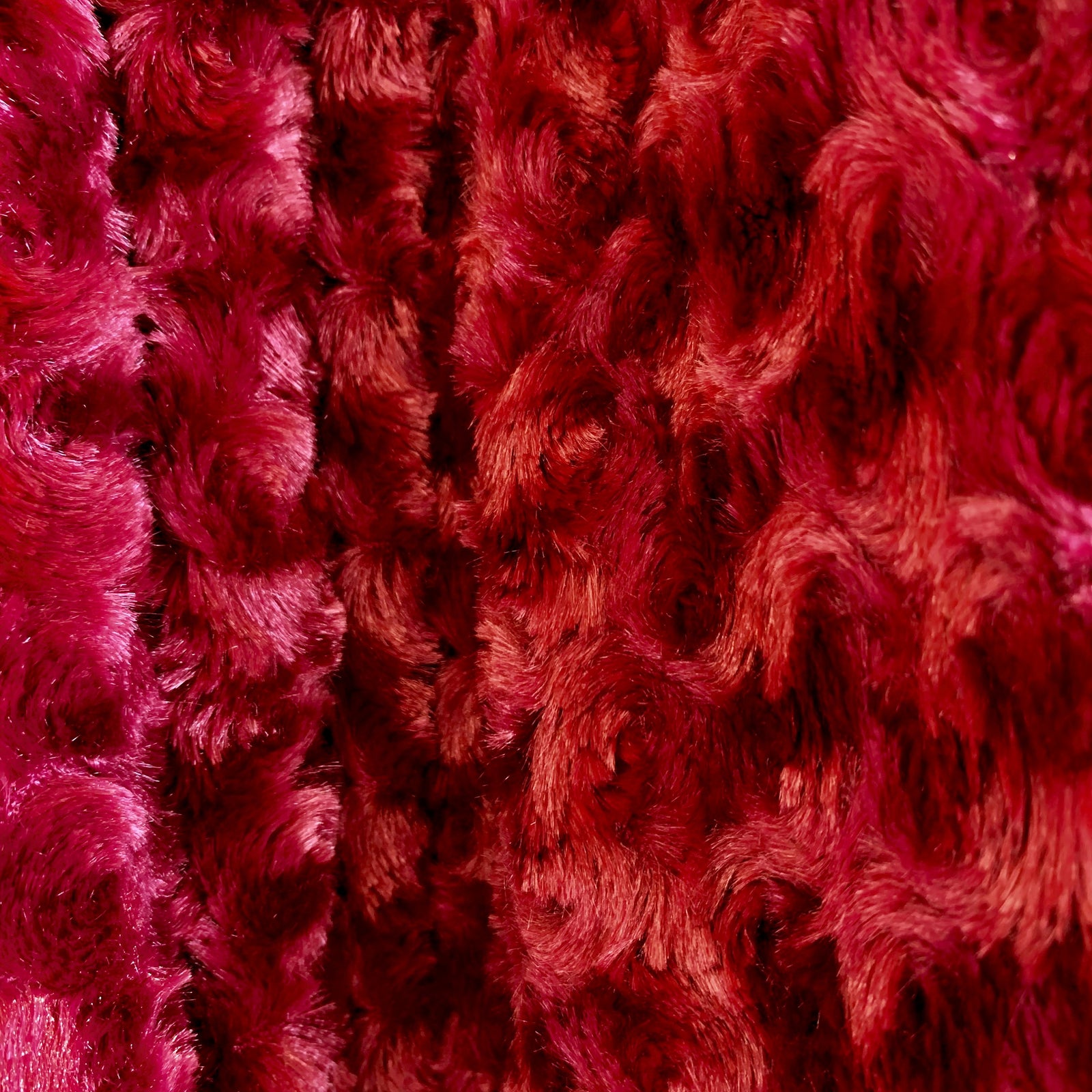 Ruth BURGUNDY Cuddle Minky Rosette Soft Faux Fur Fabric by the Yard - 10083