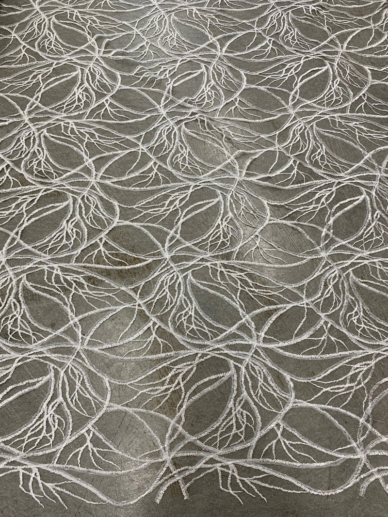 Julie IVORY Polyester Filament Pattern with Sequins on Mesh Lace Fabric by the Yard for Gown, Wedding, Bridesmaid, Prom - 10154