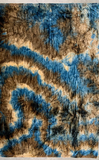 Greta BLUE BROWN BEIGE Wrinkled Polyester Stretch Velvet Fabric by the Yard for Ribbons, Headwraps, Clothes, Costumes, Crafts - 10176