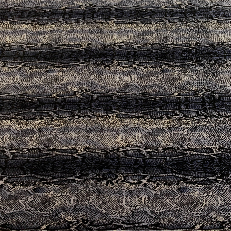 Colette GREY BLACK Snake Skin Pattern Polyester Stretch Velvet Fabric by the Yard for Tops, Clothes, Dance Wear, Costumes, Crafts - 10161