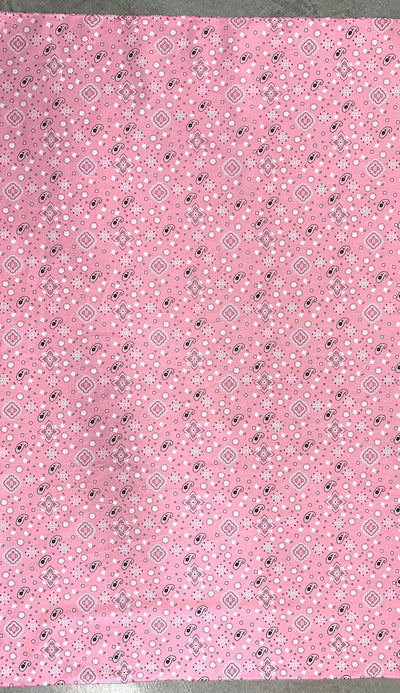 Annabella BLUSH PINK Paisley Floral Print Bandana Poly Cotton Fabric by the Yard - 10115