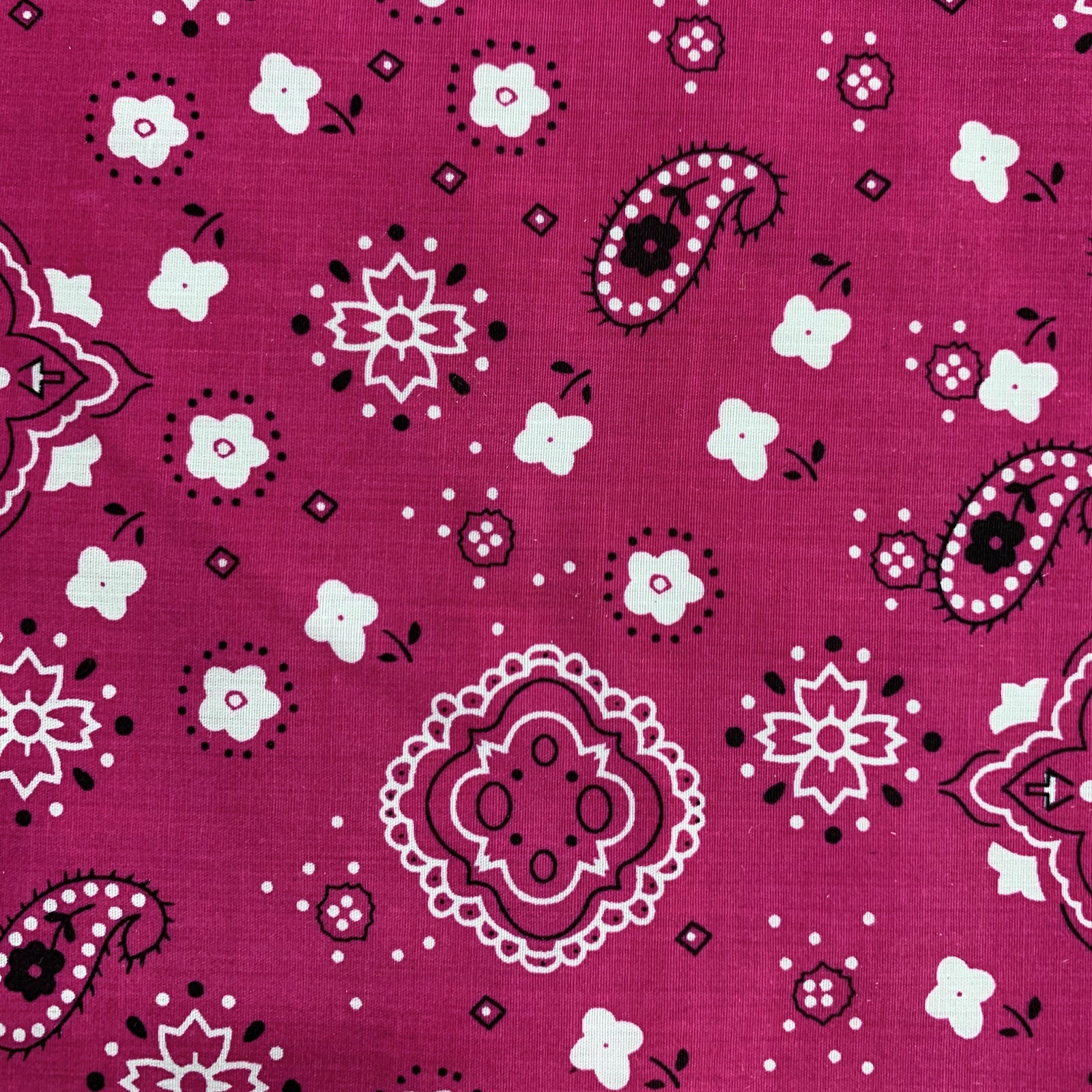 Annabella FUCHSIA Paisley Floral Print Bandana Poly Cotton Fabric by the Yard - 10115