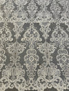 Vivian IVORY Polyester Embroidery with Sequins on Mesh Lace Fabric by the Yard for Gown, Wedding, Bridesmaid, Prom - 10003
