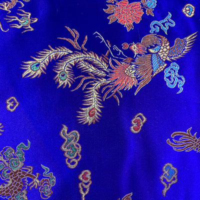 Hope ROYAL BLUE Dragon Brocade Chinese Satin Fabric by the Yard - 10040