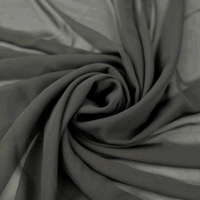 Danielle CHARCOAL GREY Polyester Hi-Multi Chiffon Fabric by the Yard - 10075