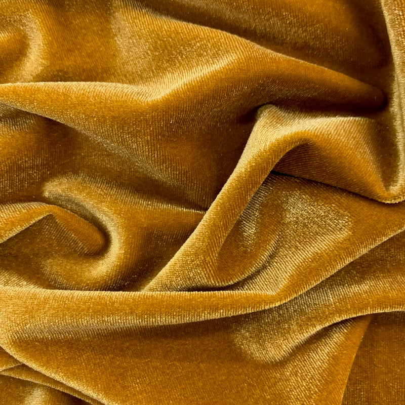 Princess DARK GOLD Polyester Spandex Stretch Velvet Fabric by the Yard for Ribbons, Headwraps, Clothes, Costumes, Crafts - NewFabricsDaily