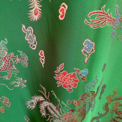 Hope GREEN Dragon Brocade Chinese Satin Fabric by the Yard - 10040