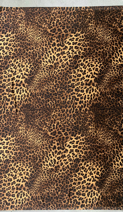 Dana BROWN DARK BROWN Leopard Pattern Polyester Stretch Velvet Fabric by the Yard for Tops, Clothes, Dance Wear, Costumes, Crafts - 10160