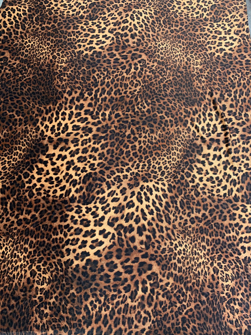 Dana BROWN DARK BROWN Leopard Pattern Polyester Stretch Velvet Fabric by the Yard for Tops, Clothes, Dance Wear, Costumes, Crafts - 10160