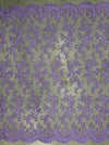 Melody LAVENDER Polyester Floral Embroidery with Sequins on Mesh Lace Fabric by the Yard for Gown, Wedding, Bridesmaid, Prom - 10002