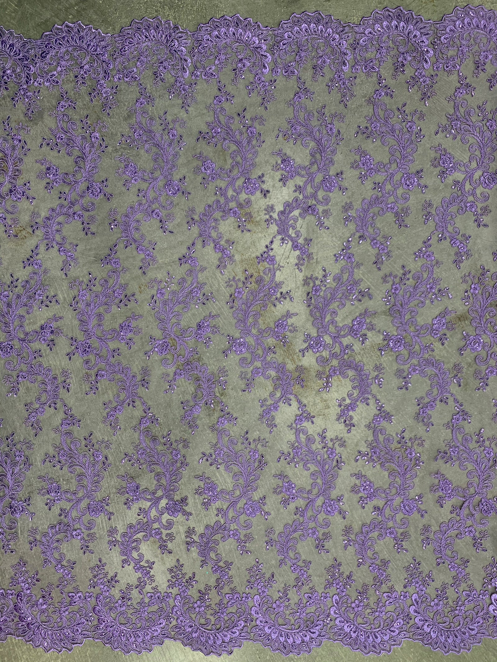 Melody LAVENDER Polyester Floral Embroidery with Sequins on Mesh Lace Fabric by the Yard for Gown, Wedding, Bridesmaid, Prom - 10002