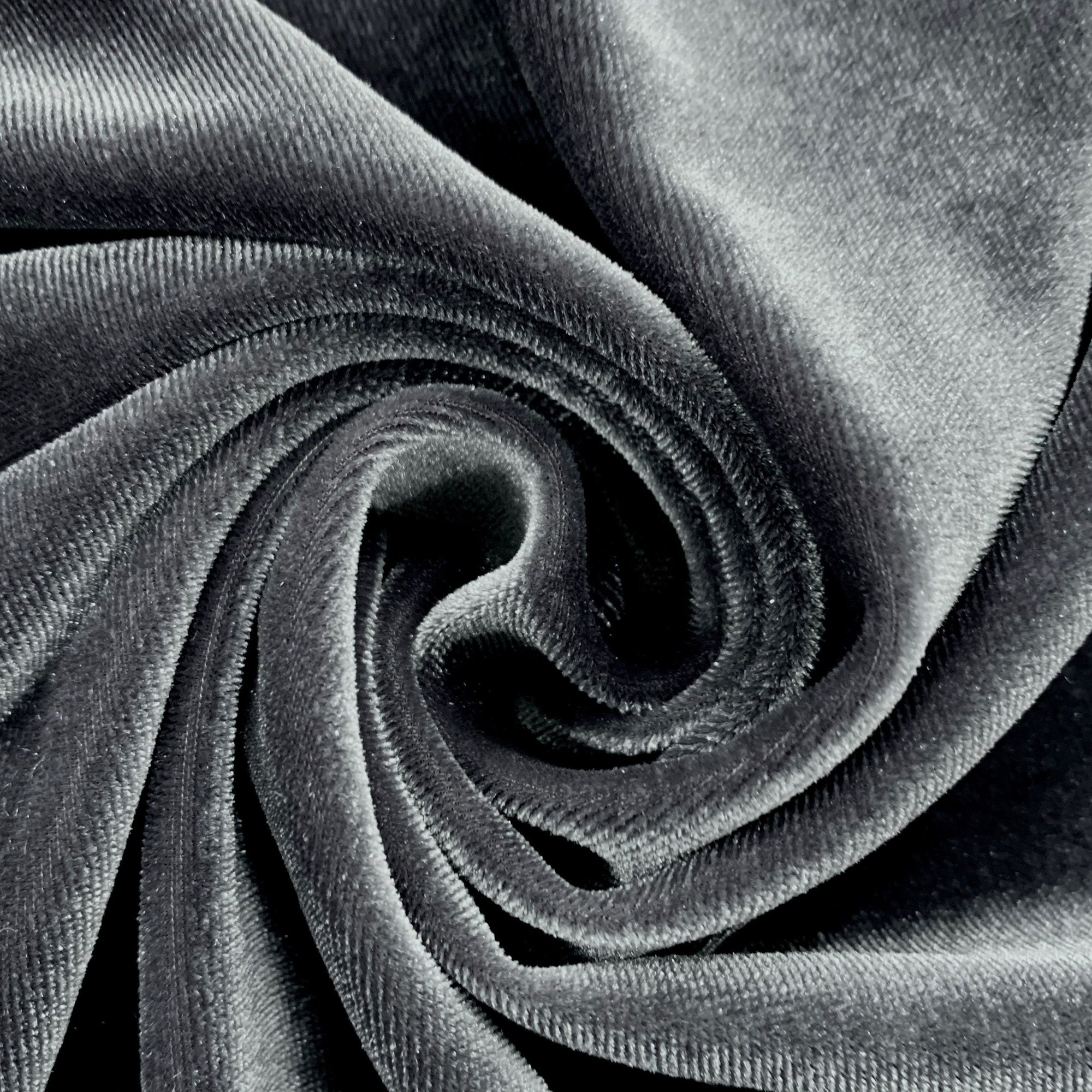 Princess DARK GREY Polyester Spandex Stretch Velvet Fabric by the Yard for Tops, Dresses, Skirts, Dance Wear, Costumes, Crafts - 10001
