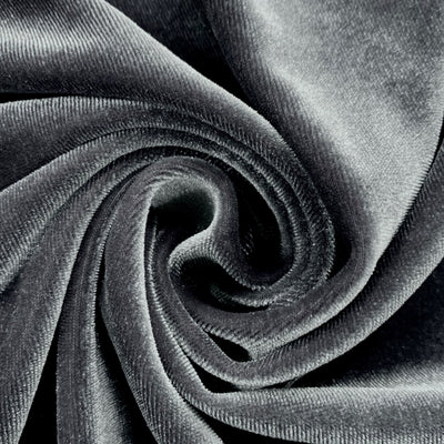 Princess DARK GREY Polyester Spandex Stretch Velvet Fabric by the Yard for Tops, Dresses, Skirts, Dance Wear, Costumes, Crafts - 10001