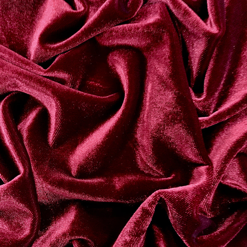 Princess WINE Polyester Spandex Stretch Velvet Fabric by the Yard for Tops, Dresses, Skirts, Dance Wear, Costumes, Crafts - 10001