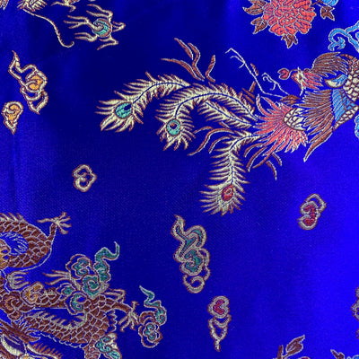 Hope ROYAL BLUE Dragon Brocade Chinese Satin Fabric by the Yard - 10040