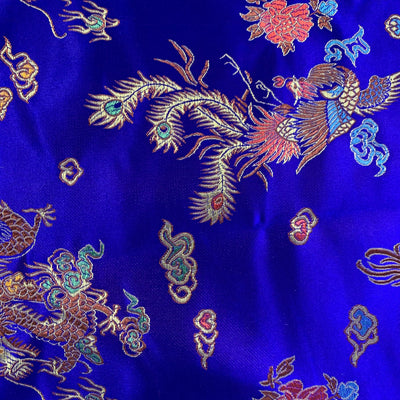 Hope ROYAL BLUE Dragon Brocade Chinese Satin Fabric by the Yard - 10040