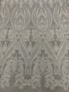 Alaina WHITE Curlicue Sequins on Mesh Lace Fabric by the Yard - 10018