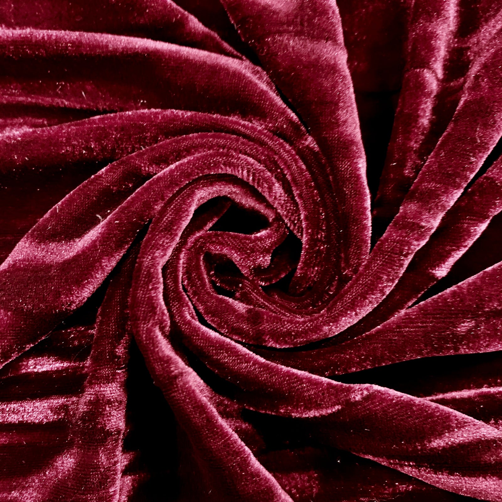 Pauline BURGUNDY Wrinkled Polyester Crushed Stretch Velvet Fabric by the Yard for Ribbons, Headwraps, Clothes, Costumes, Crafts - 10175