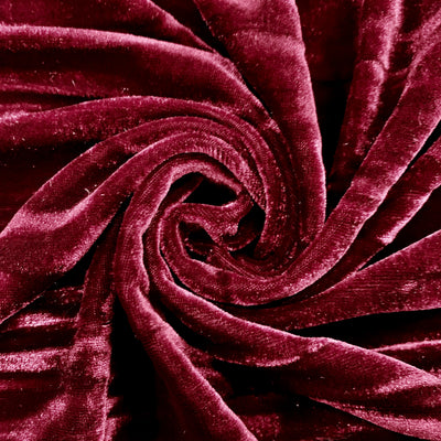 Pauline BURGUNDY Wrinkled Polyester Crushed Stretch Velvet Fabric by the Yard for Ribbons, Headwraps, Clothes, Costumes, Crafts - 10175