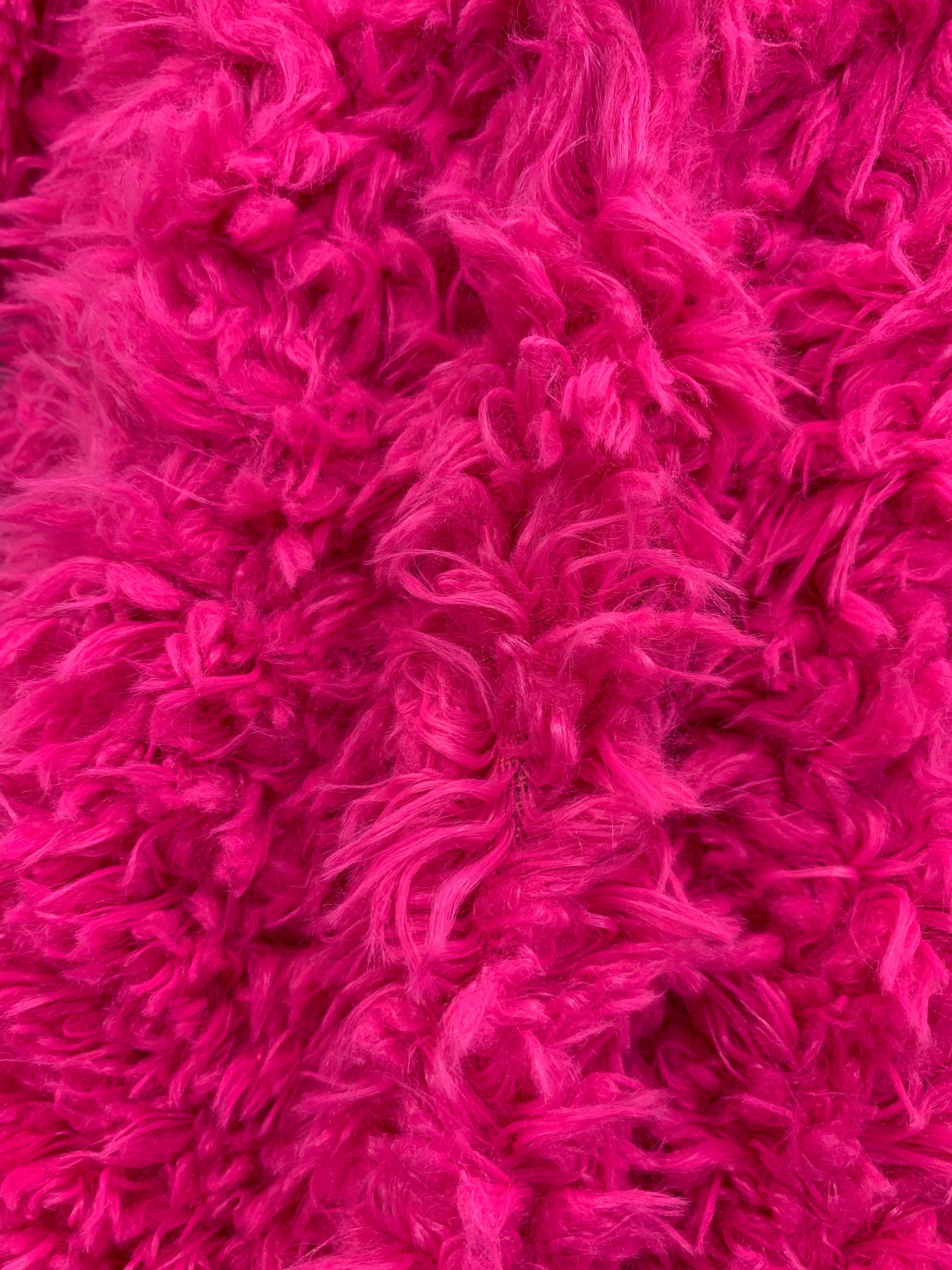 Poppy FUCHSIA Flokati Mongolian Short Pile Soft Faux Fur Fabric for Fursuit, Cosplay Costume, Photo Prop, Trim, Throw Pillow, Crafts