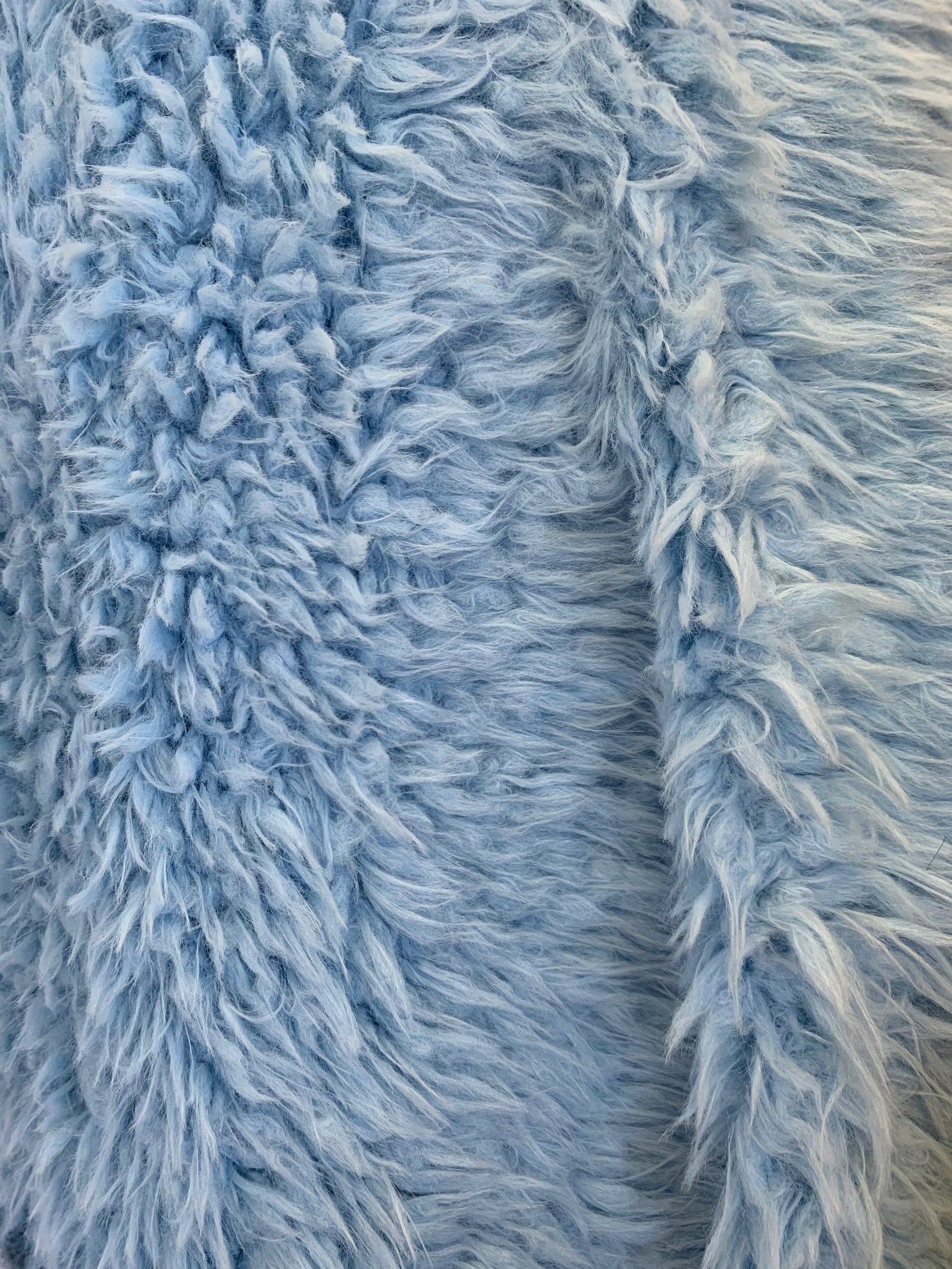 Poppy LIGHT BLUE Flokati Mongolian Short Pile Soft Faux Fur Fabric for Fursuit, Cosplay Costume, Photo Prop, Trim, Throw Pillow, Crafts