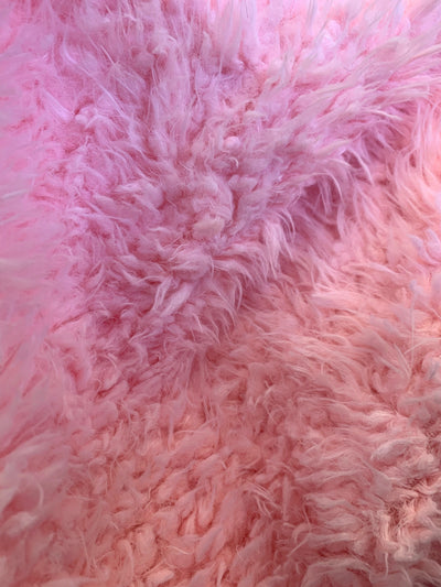 Poppy PINK Flokati Mongolian Short Pile Soft Faux Fur Fabric for Fursuit, Cosplay Costume, Photo Prop, Trim, Throw Pillow, Crafts