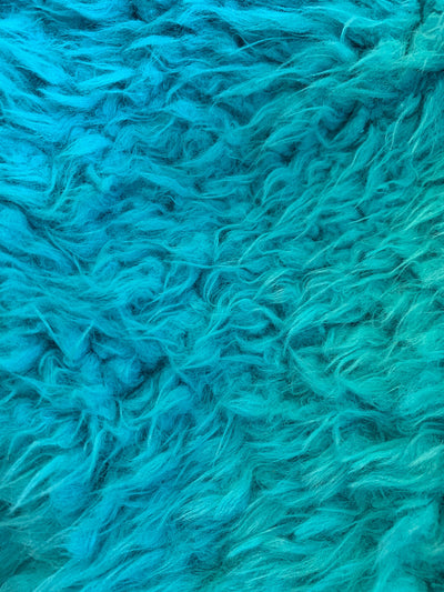 Poppy TURQUOISE Flokati Mongolian Short Pile Soft Faux Fur Fabric for Fursuit, Cosplay Costume, Photo Prop, Trim, Throw Pillow, Crafts