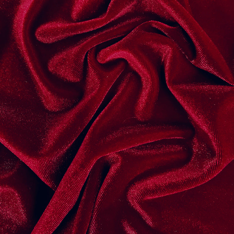Princess CRANBERRY Polyester Spandex Stretch Velvet Fabric by the Yard for Tops, Dresses, Skirts, Dance Wear, Costumes, Crafts - 10001