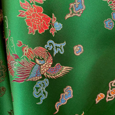 Hope GREEN Dragon Brocade Chinese Satin Fabric by the Yard - 10040