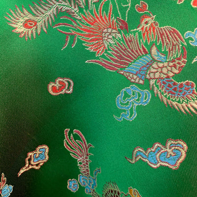 Hope GREEN Dragon Brocade Chinese Satin Fabric by the Yard - 10040