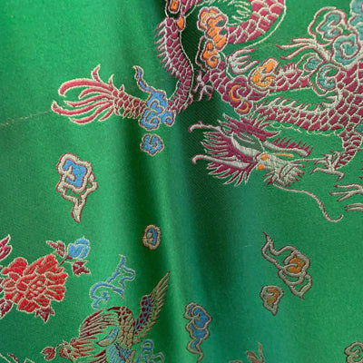 Hope GREEN Dragon Brocade Chinese Satin Fabric by the Yard - 10040